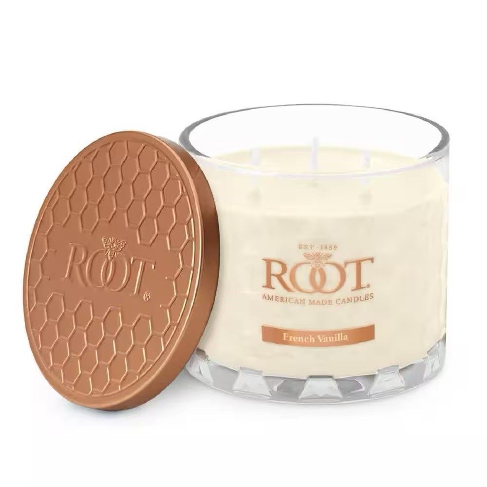 Root French VANILLA 3 Wick All Natural Beeswax Wax Candle 12 oz 50 Hour Burn